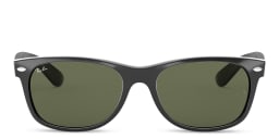 Shop Ray-Ban New Wayfarer Unisex Square Sunglasses in Polished Black online.