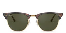 Shop Ray-Ban Clubmaster Square Sunglasses in Tortoise On Gold/Green online.