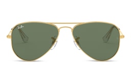 Shop Ray-Ban Junior Kids Aviator Sunglasses in Metal in Gold online.