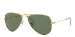 Shop Ray-Ban Junior Kids Aviator Sunglasses in Metal in Gold online.