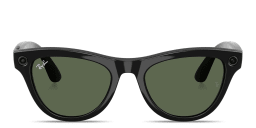Shop Ray-Ban Meta Skyler Transitions® Unisex Cat-Eye Sunglasses in Shiny Black/G 15 Green online.