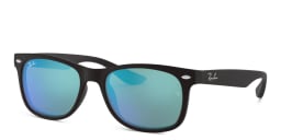 Shop Ray-Ban Junior Kids New Wayfarer Square Sunglasses in Black online.