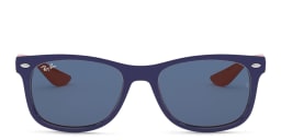 Shop Ray-Ban Junior Kids New Wayfarer Square Sunglasses in Blue On Orange online.