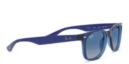 Shop Ray-Ban Junior Kids New Wayfarer Square Sunglasses in Transparent Blue online.