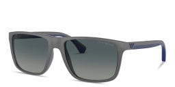Shop Emporio Armani Logo Square Sunglasses in Grey online.