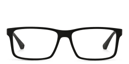 Shop Emporio Armani Wide Rectangle Eyeglasses in Rubber Black online.