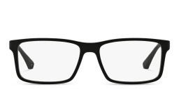 Shop Emporio Armani Wide Rectangle Eyeglasses in Rubber Black online.