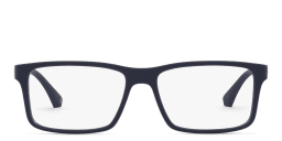Shop Emporio Armani Wide Rectangle Eyeglasses in Dark Blue Rubber online.